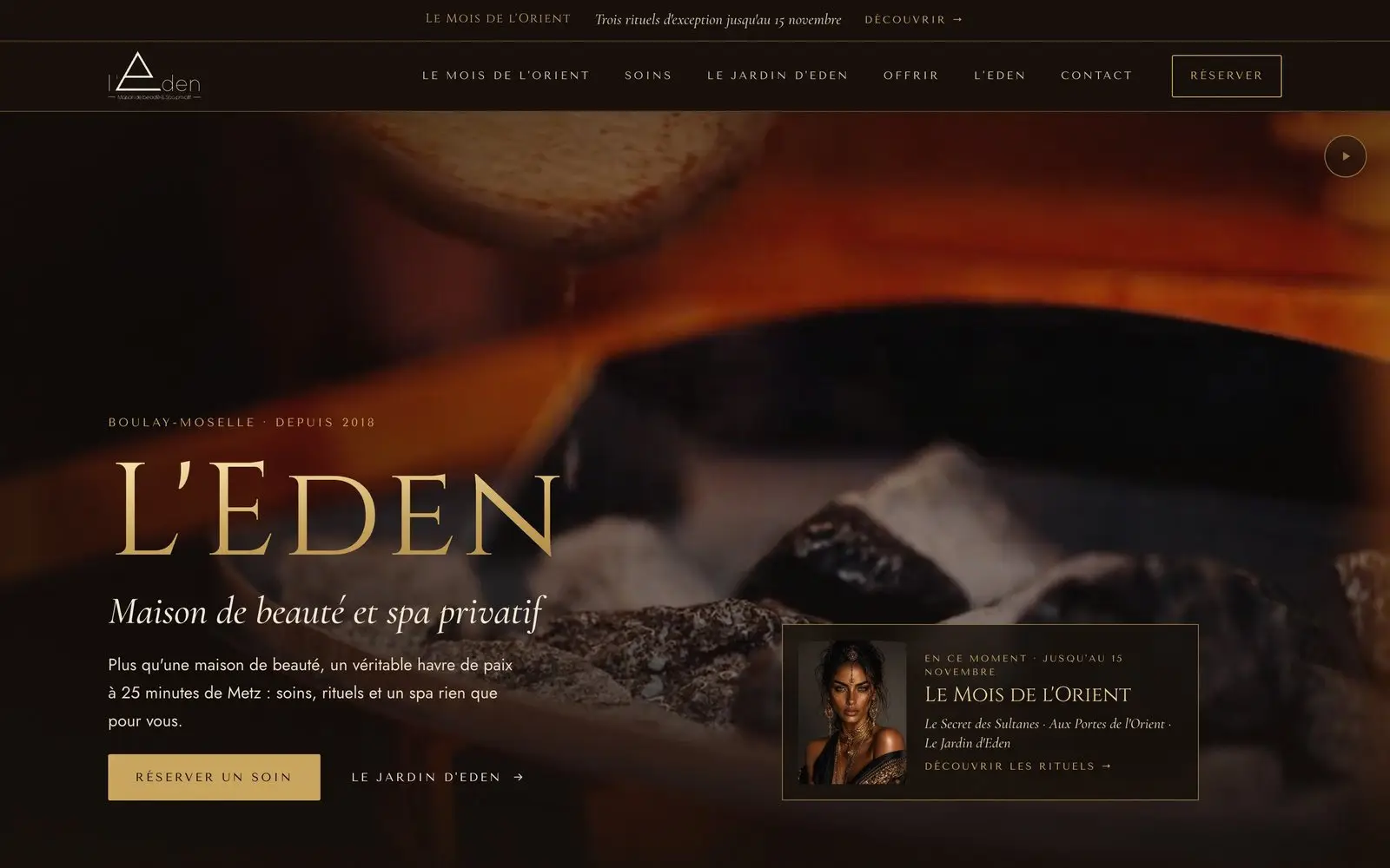 Le site de L’Eden, sur ordinateur