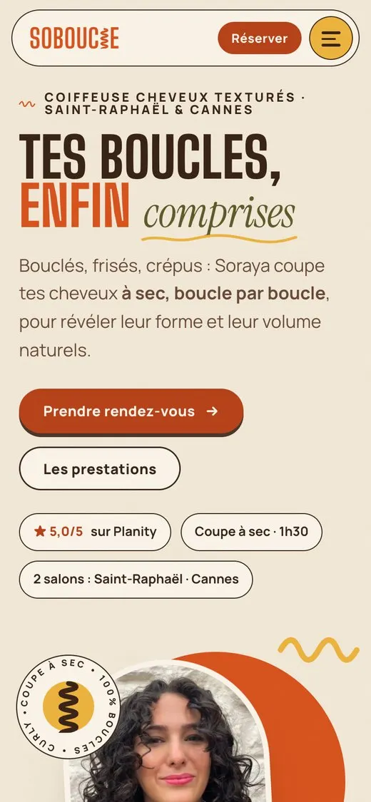 Le même site SoBoucle, sur téléphone